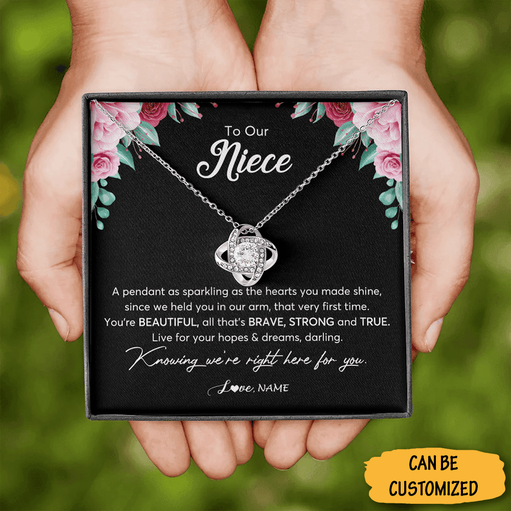 Personalized To Our Niece Love Knot Necklace Silver To My Niece Necklace Jewellery Gifts From Aunt Uncle Ideas