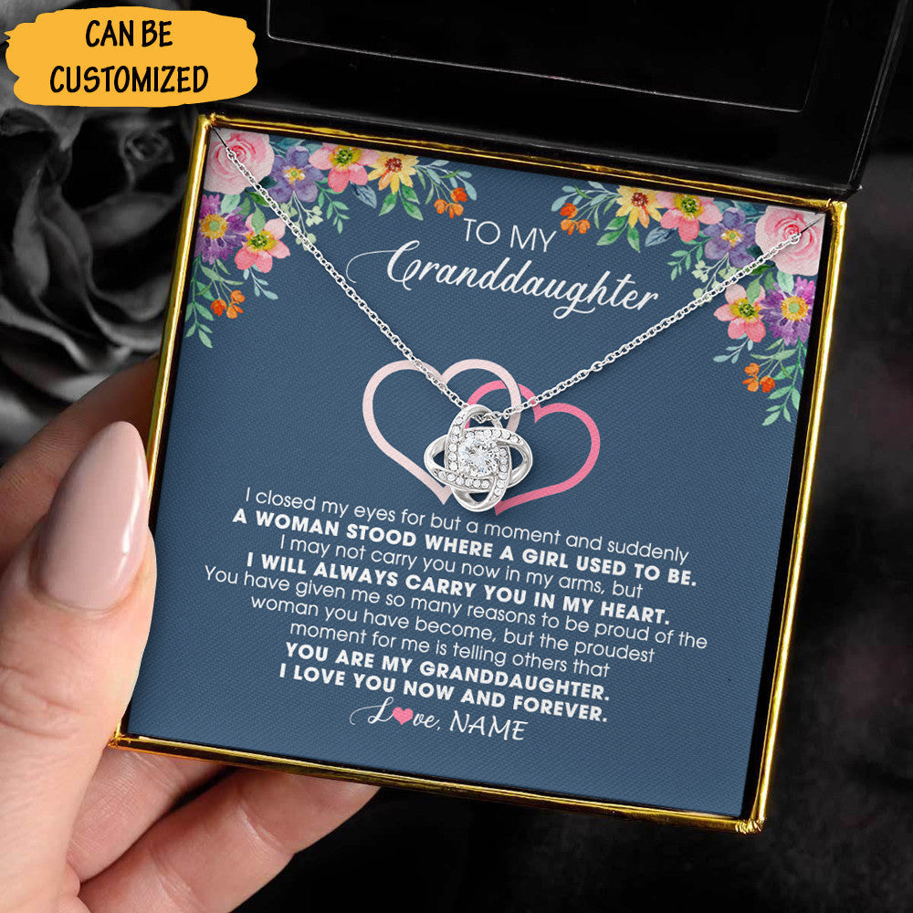 Customized To My Granddaughter Love Knot Silver Necklace Granddaughter Necklace From Grandparents