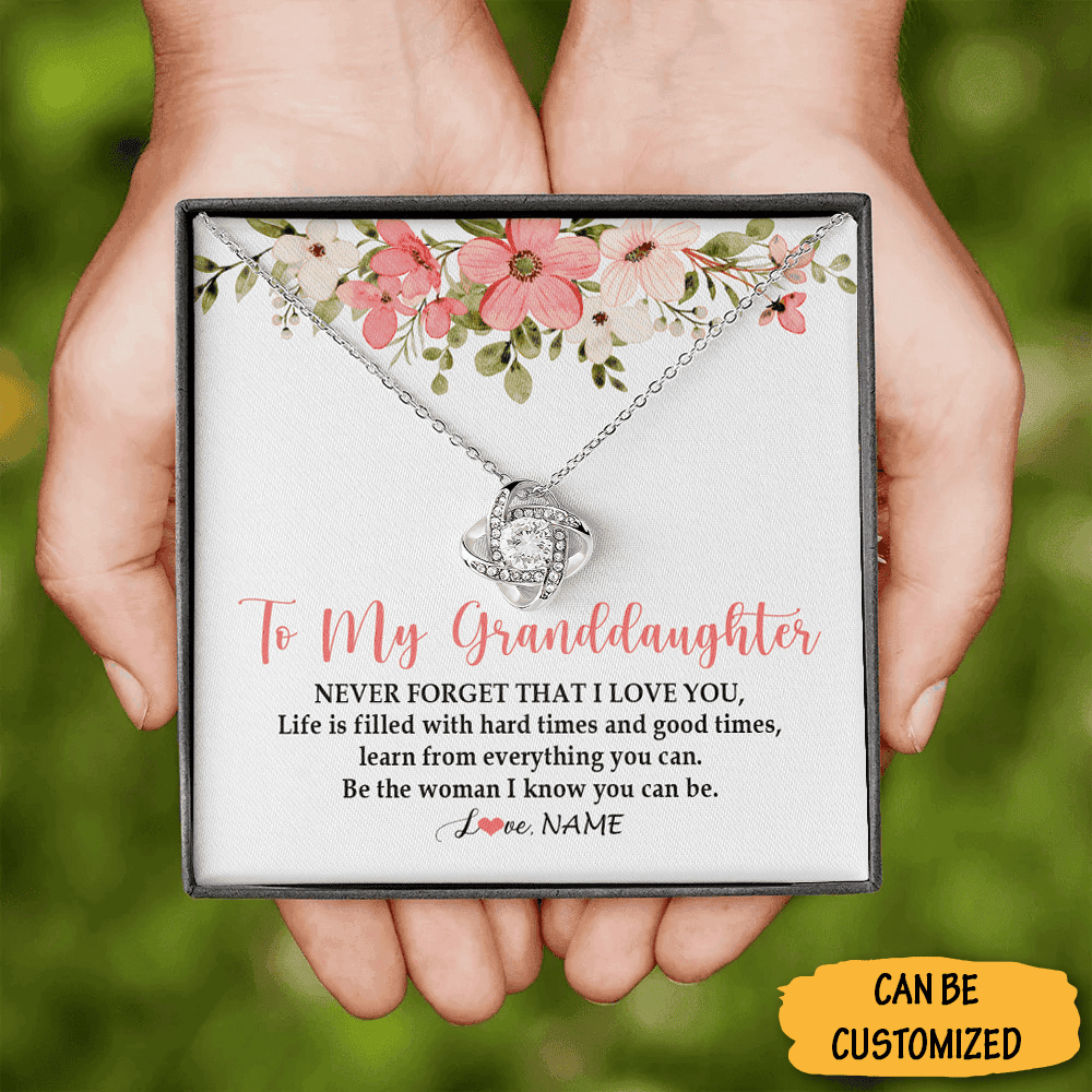 Customized To My Granddaughter Love Knot Necklace Never Forget That I Love You Grandchild Necklace For Granddaughter