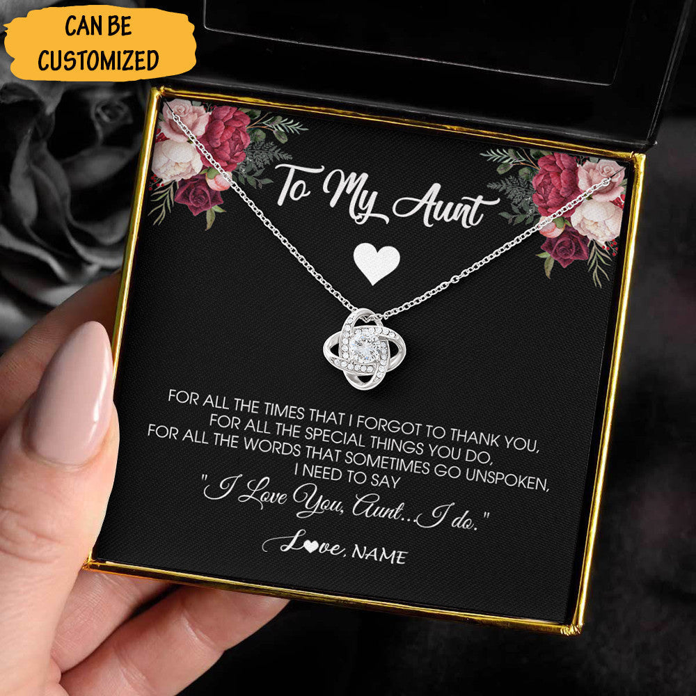 Personalized To My Aunt Necklace Sterling Silver Love Knot Pendant Necklace Special Auntie Gifts