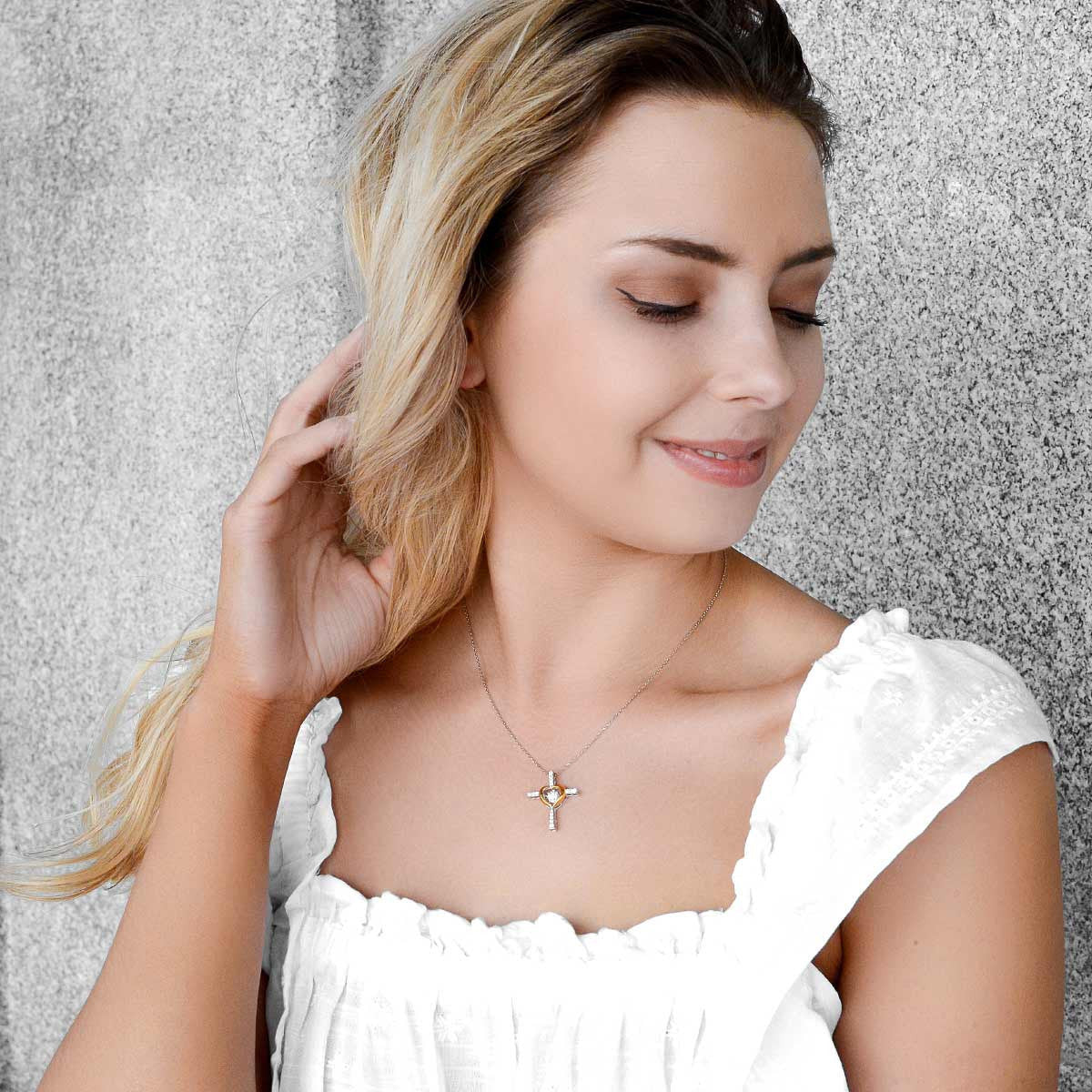 You Are Strong Heart Cross Necklace You Are Strong Necklace Mother's Day Gifts For Daughter
