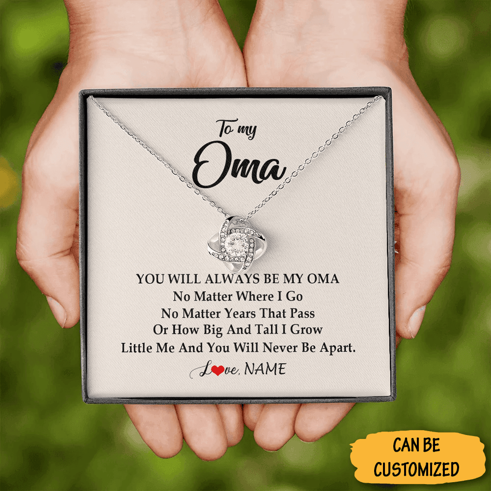 Personalized To My Oma Necklace Love Knot Silver Pendant Necklace Best Nonna Christmas Gifts