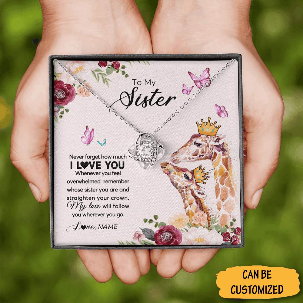 Personalized To My Sister Love Knot Necklace To My Sister Necklace Sterling Silver Sister Necklace Jewellery Gifts