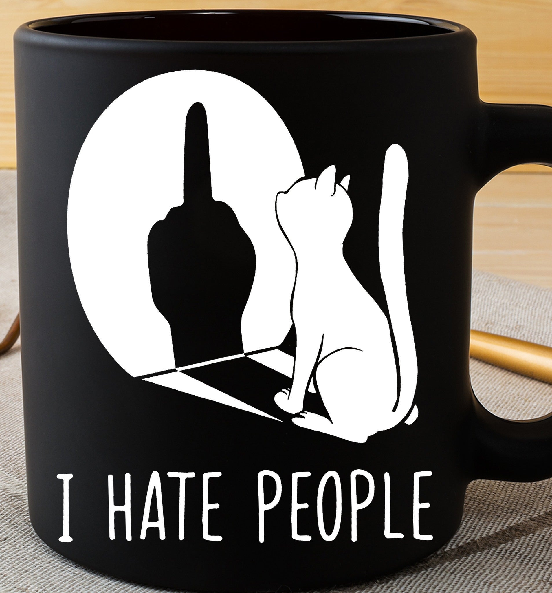 Cat Middle Finger I Hate People Mug Funny Hilarious Cat Coffee Mug With Sayings
