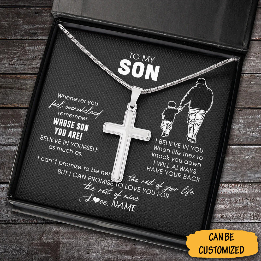 Personalized To My Son Cross Necklace From Dad Silver Cross Pendant Chain Sentimental Gifts For Son From Dad