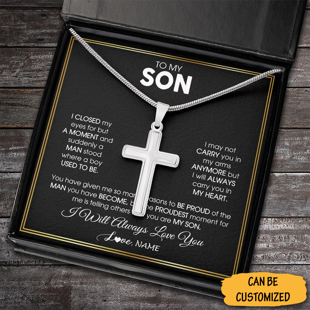 Personalized To My Son Cross Necklace From Mom And Dad Silver Cross Chain Christmas Gift Ideas For My Son