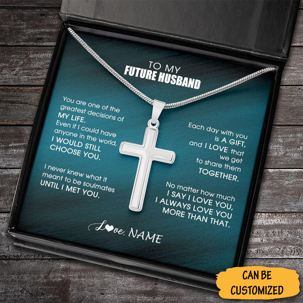 Personalized To My Future Husband Cross Chain With Cross Pendant Necklacefuture Husband Valentine's Day Gift