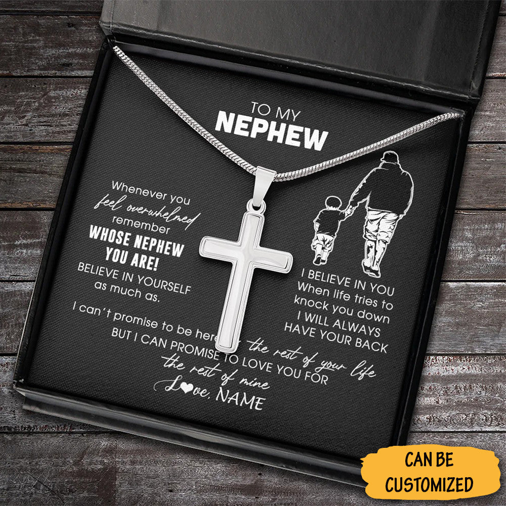 Personalized To My Nephew Cross Necklace From Uncle Cross Pendant Chain Best Gift From Uncle To Nephew
