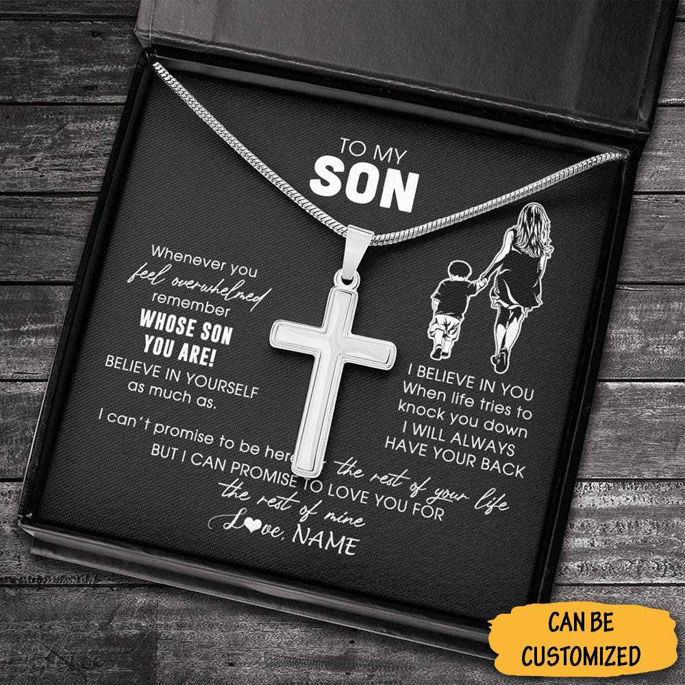 Personalized To My Son Cross Necklace Love From Mom Silver Cross Chain Necklace Gifts To Give Your Son