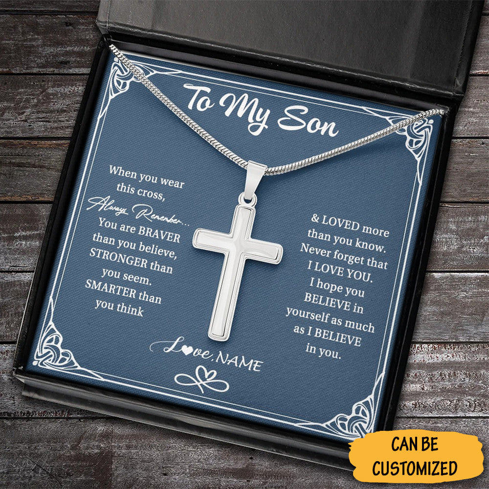 Personalized To My Son Cross Necklace Simple Cross Necklace Jewellery Birthday Gift For Son In Law