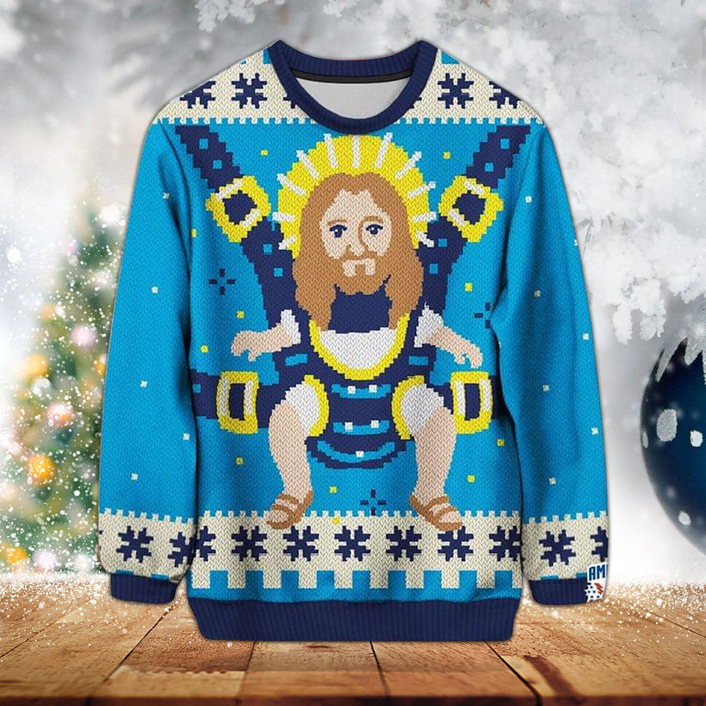 God Jesus Ugly Christmas Sweater Sweatshirt Happy Xmas 2024 Clothes Gifts For Christian