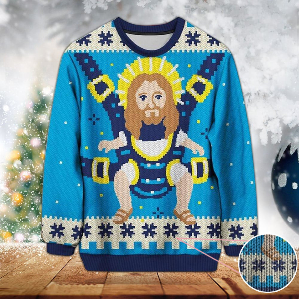 God Jesus Ugly Christmas Sweater Sweatshirt Happy Xmas 2024 Clothes Gifts For Christian