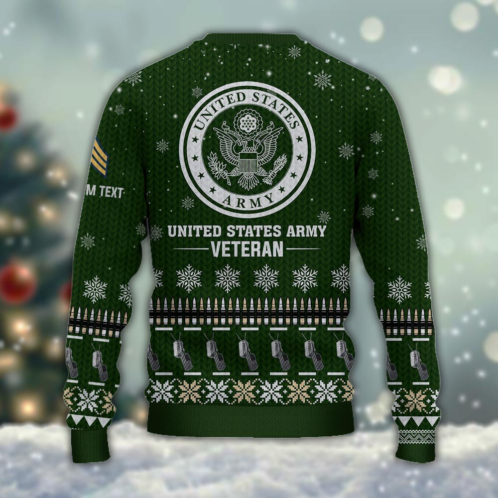 Custom United States Army Veteran Ugly Christmas Sweater Best Xmas Gift For Army Veteran