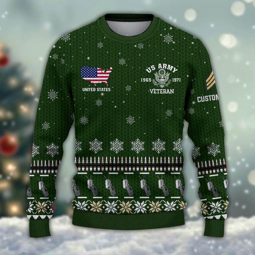 Custom United States Army Veteran Ugly Christmas Sweater Best Xmas Gift For Army Veteran