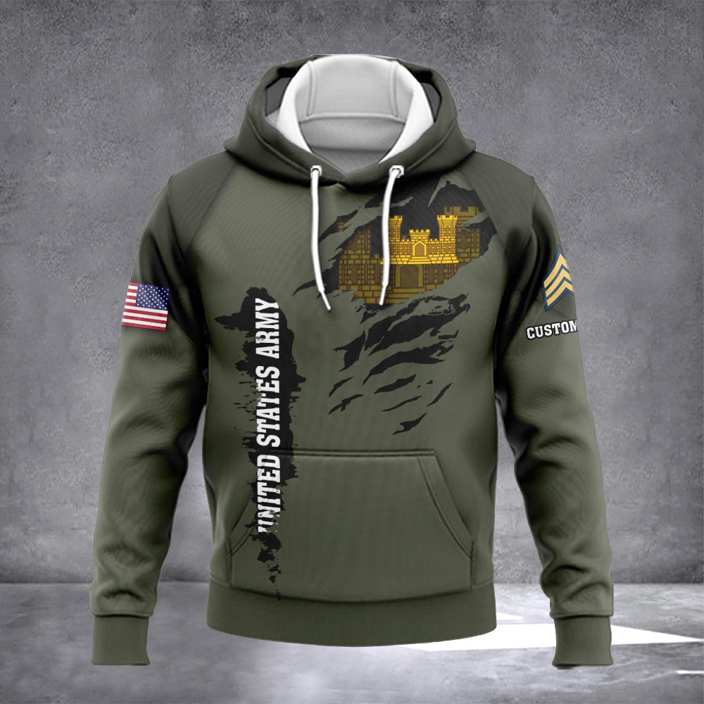 Custom Army Combat Engineer Hoodie Military Hoodie Gifts For Army Boyfriend