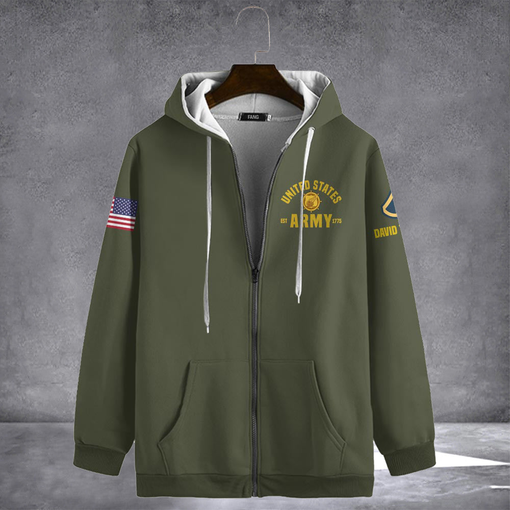 Custom US Army Proudly Served Zipper Hoodie Army Hoodie Best Gifts For Father