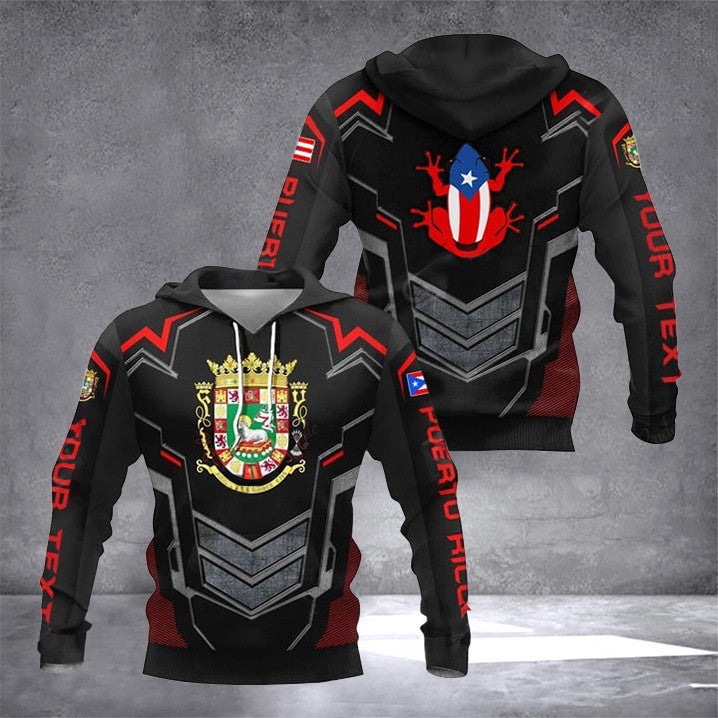 Custom Puerto Rico Coqui Flag Coat Of Arms Armor Hoodie Best Gift For A Puerto Rican