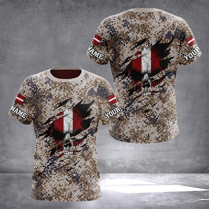 Custom Latvia Flag Skull Camouflage Hoodie Latvian Clothing Gifts For Latvian