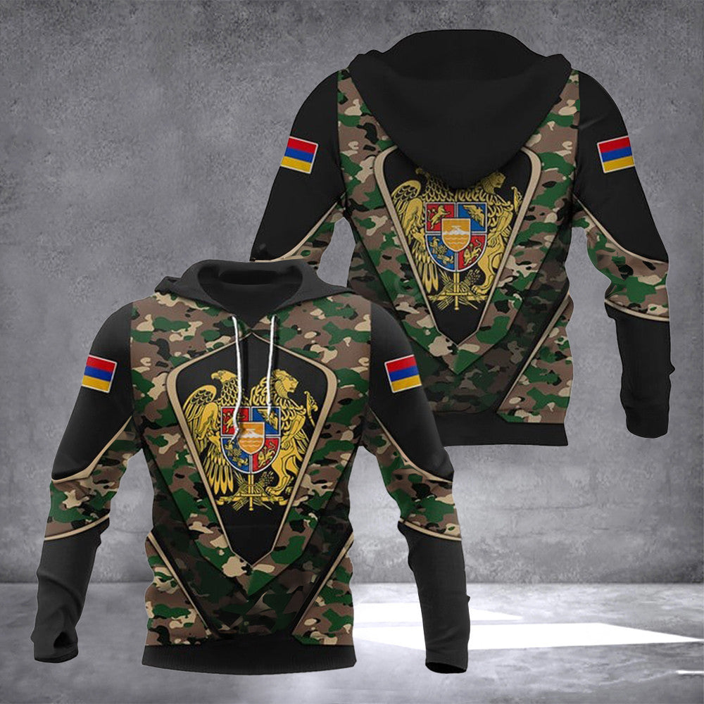 Armenia Coat Of Arms Camouflage Hoodie Armenian Crest Flag With Coat Of Arms