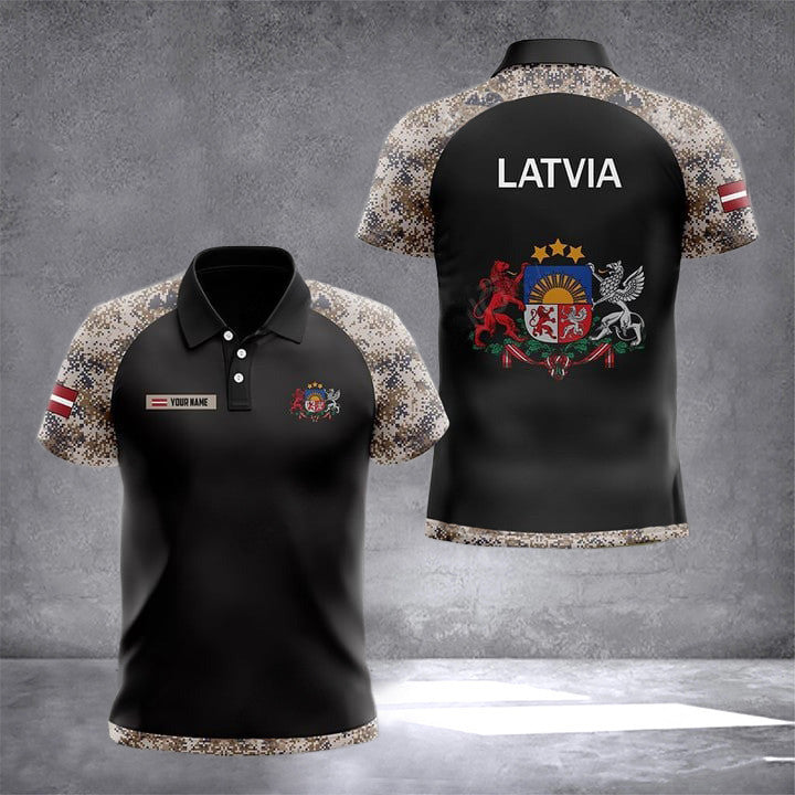 Custom Latvia Coat Of Arms Camo Polo Shirt Latvian Clothes Online Gifts For Latvian
