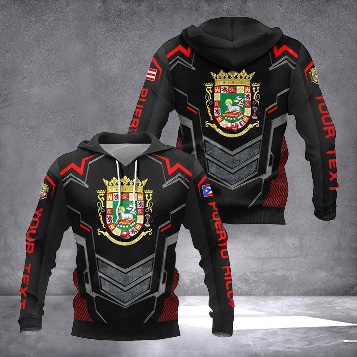Custom Puerto Rico Coat Of Arms Armor Hoodie Puerto Rico Clothing Puerto Rican Dad Gifts