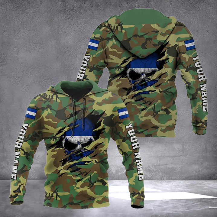 Custom Guatemala Flag Skull Camouflage Hoodie Honduras Lover Men Clothing Gifts For Honduran