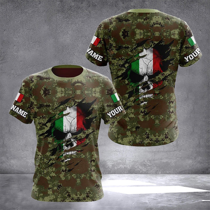 Custom Italy Flag Skull Camouflage Hoodie Italian Men's Clothing Gifts For Italy Lovers
