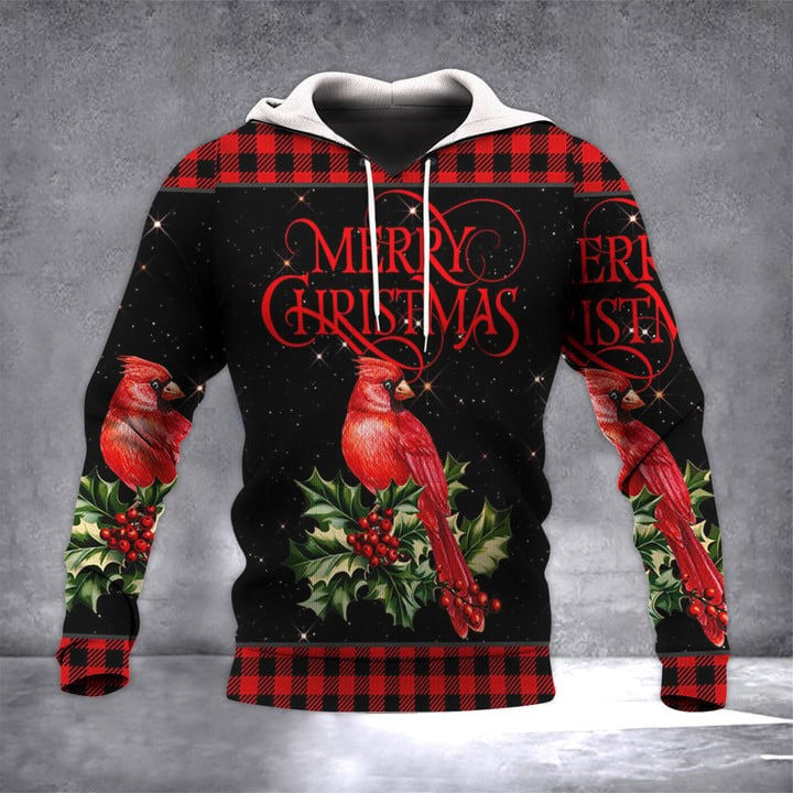 Cardinal Bird Christmas Hoodie Merry Christmas Cardinal Hoodie Gifts For Xmas 2024