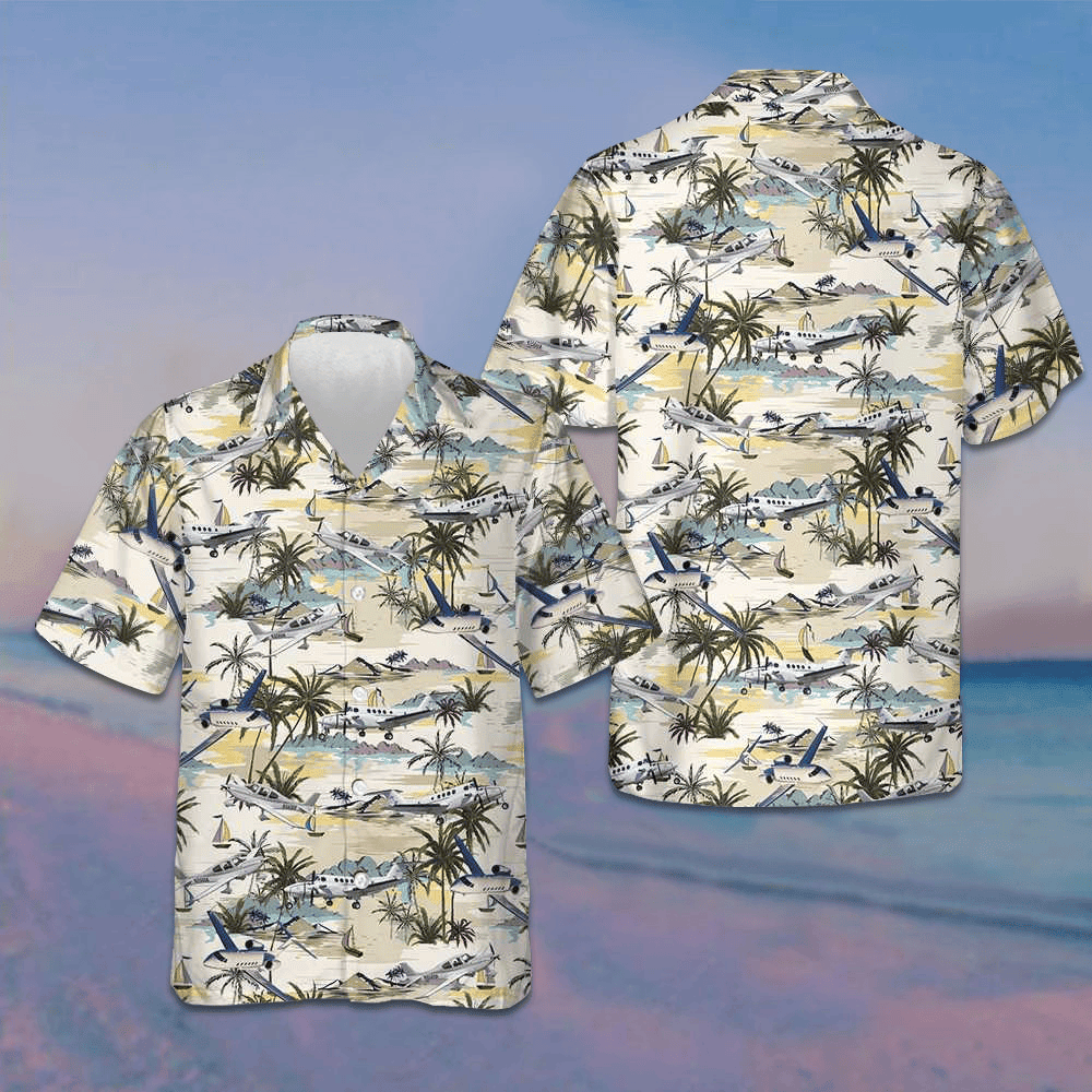 Army Aviation Aircraft Tropical Pattern Hawaiian Shirt Cool Summer Shirts For Guys