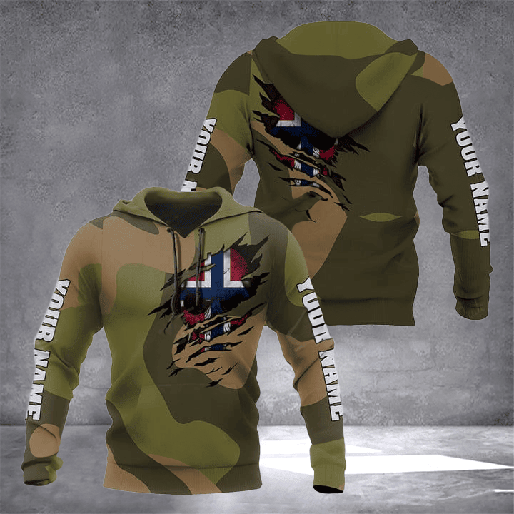 Custom Norway Flag Skull Camouflage Hoodie Norwegian Clothing Gifts For Norwegians