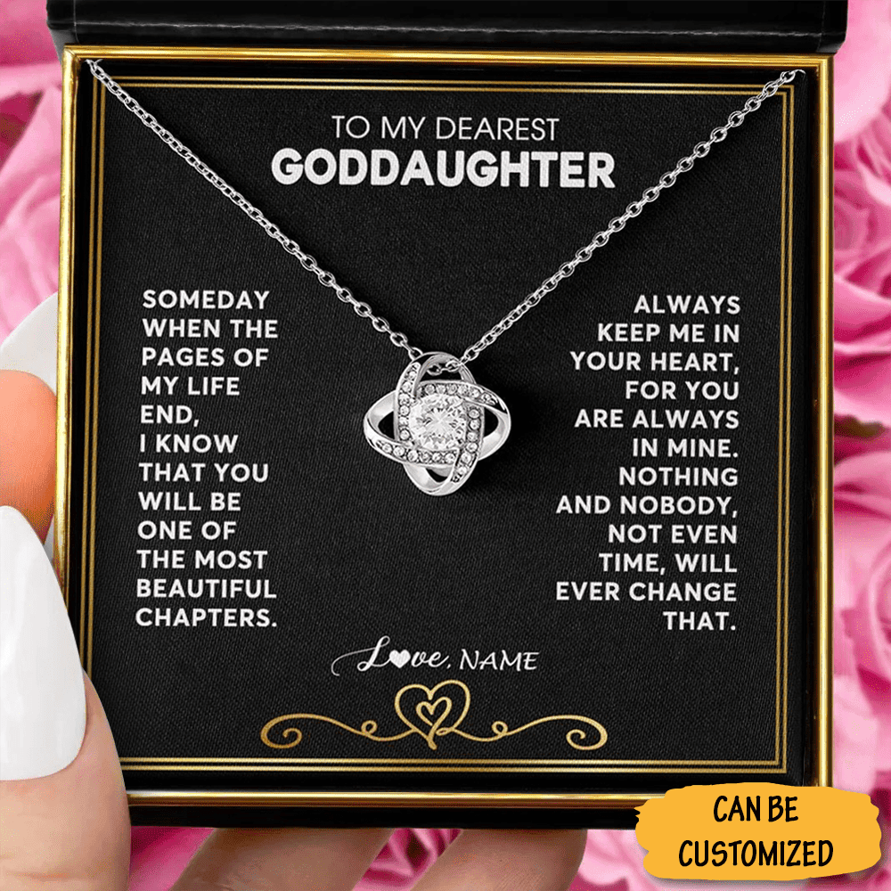 Personalized To My Goddaughter Necklace Silver Love Knot Necklace Gift For Goddaughter On Her Wedding Day