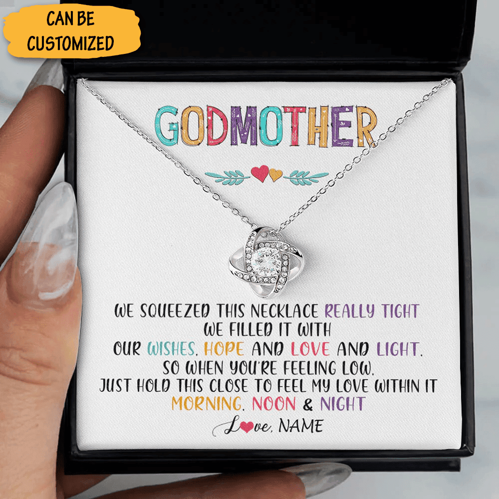 Personalized To My Godmother Necklace Silver Love Knot Necklace Message Xmas Godmother Present Ideas