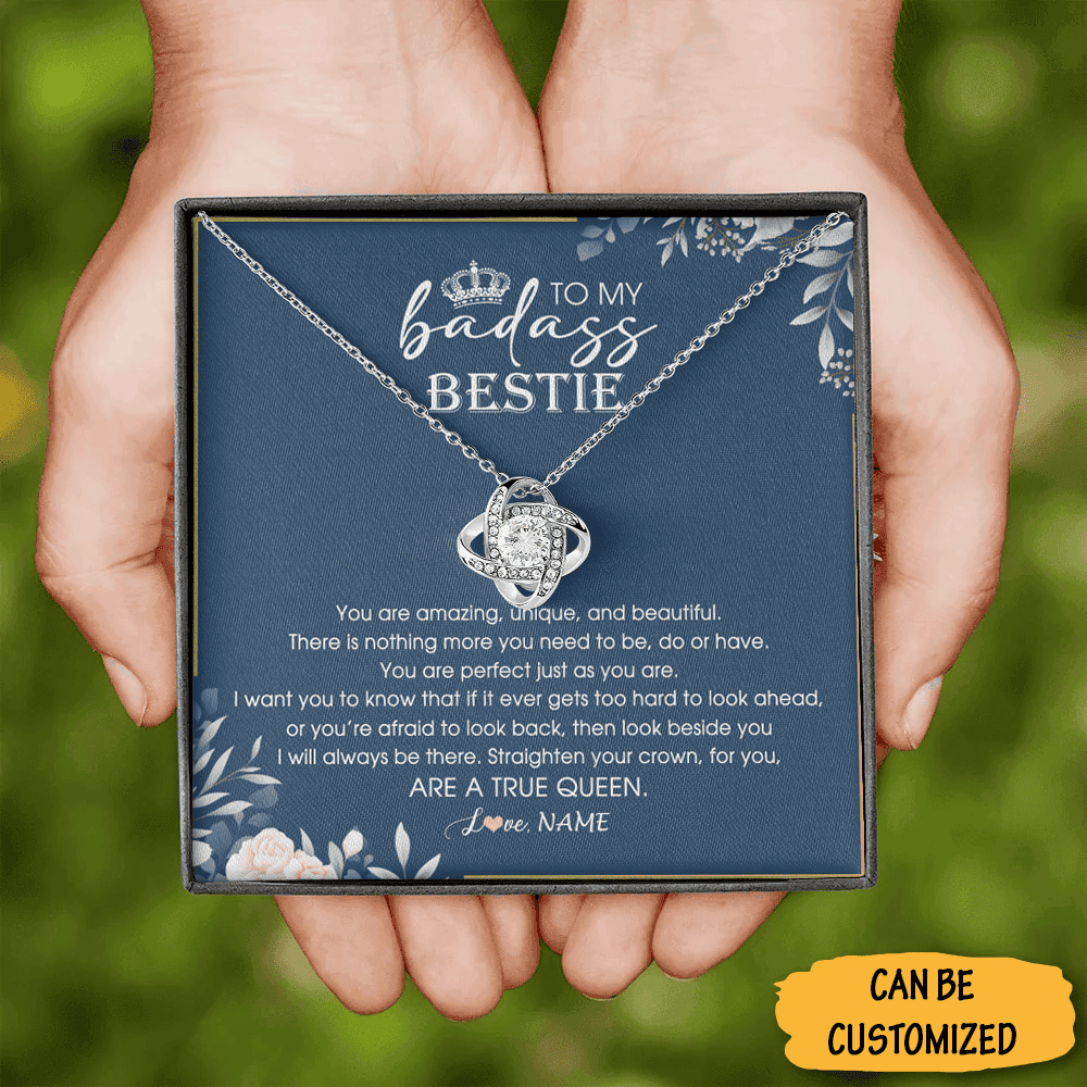 Personalized To My Bestie Necklace Love Knot Pendant Necklace Jewellery Birthday Christmas Gift Best Friend