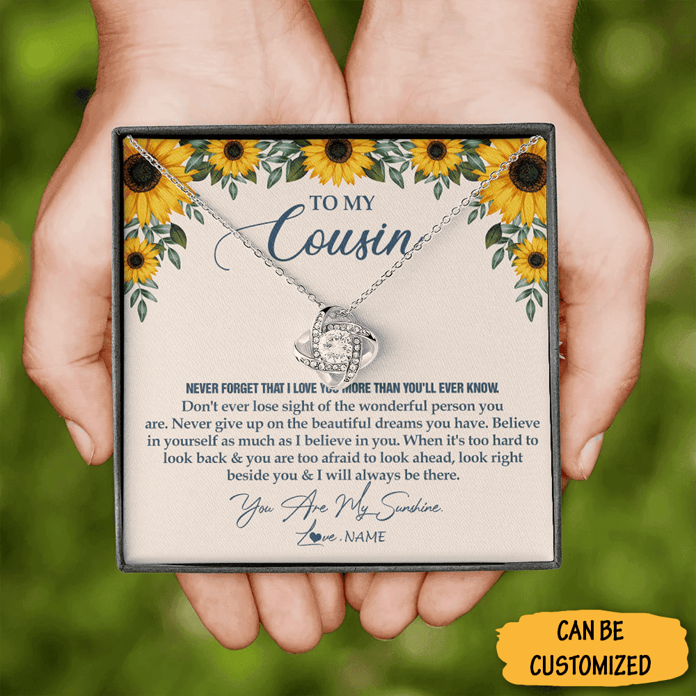 Personalized To My Cousin Necklace Sterling Silver Love Knot Pendant Necklace Cousin Gifts For Her