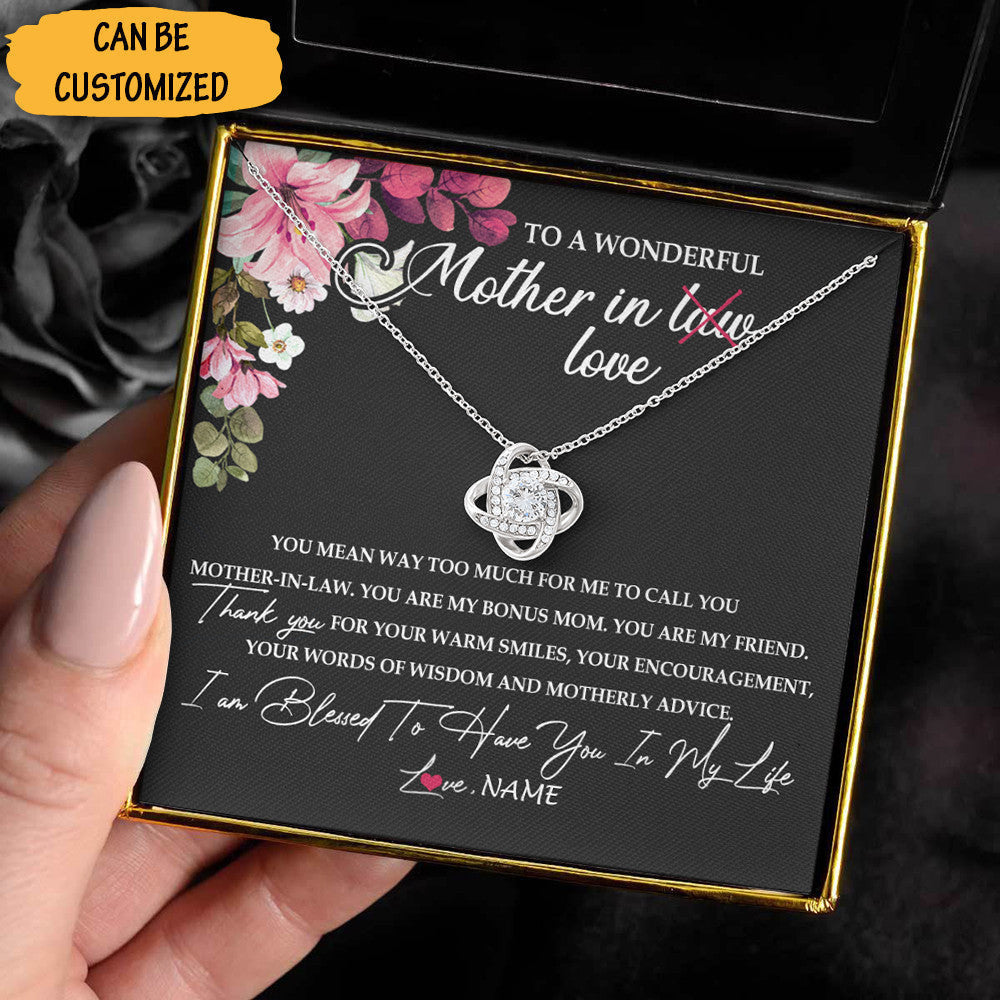 Personalized To Wonderful Mother-In-Law Love Knot Silver Necklace Mother In Law Necklace Gift Christmas Ideas