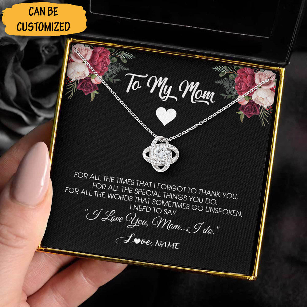 Personalized To My Mom Love Knot Necklace I Love You Mom Necklace Mother's Day Christmas Gift Ideas