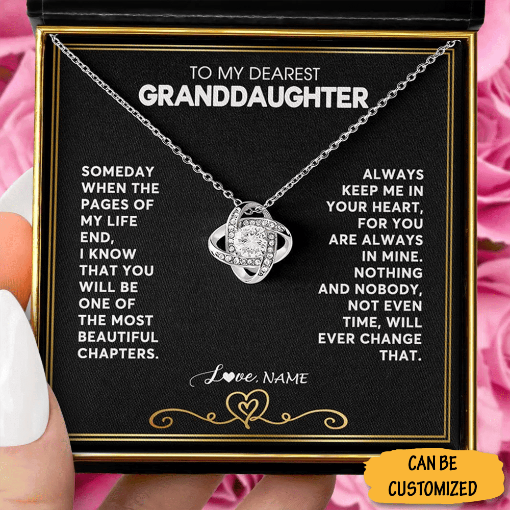 Personalized To My Dearest Granddaughter Necklace Silver Love Knot Necklace Granddaughter Jewelry Gifts