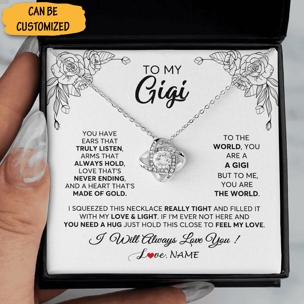 Custom To My Gigi Necklace Love Knot Silver Necklace With Message Jewelry Birthday Gigi Gift Items