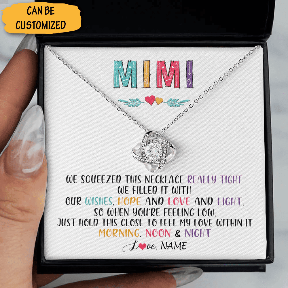Personalized To My Mimi Necklace Love Knot Necklace Message Jewelry Box Mimi Gifts For Christmas