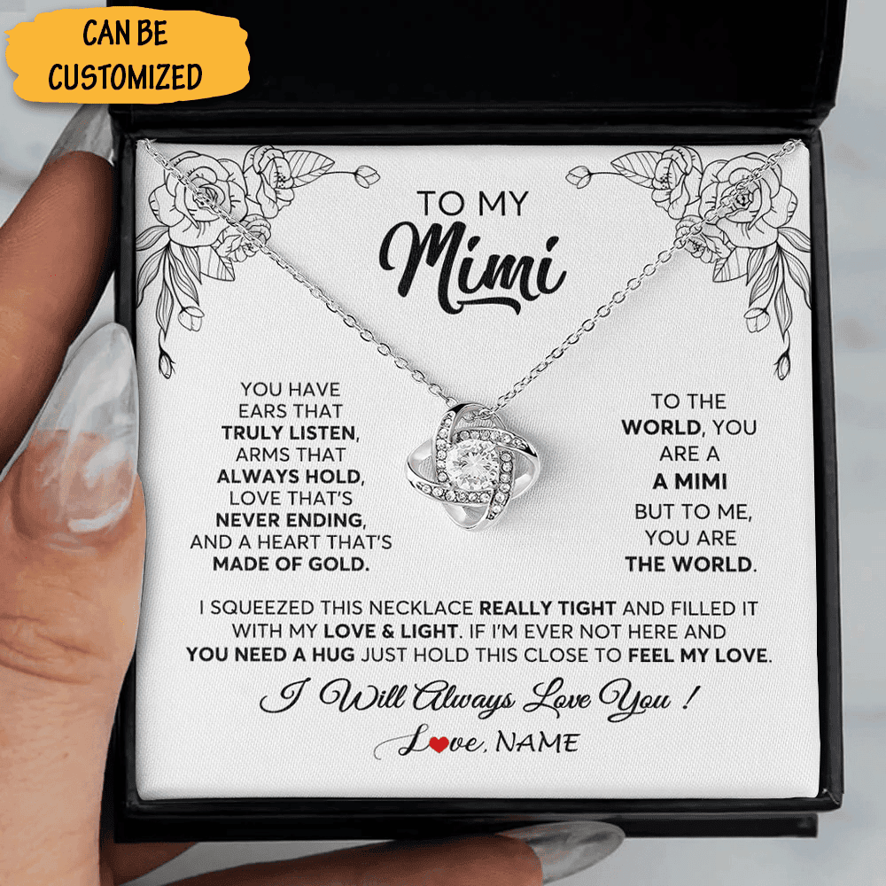 Personalized To My Mimi Necklace Love Knot Necklace Jewelry Mimi Grandma Gifts Christmas Ideas
