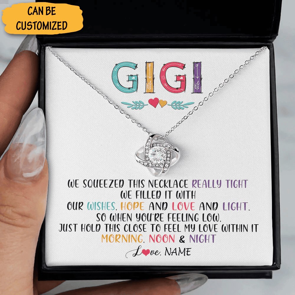 Custom To My Gigi Necklace Love Knot Silver Necklace With Meaningful Messages Card Gigi Grandmother Gifts