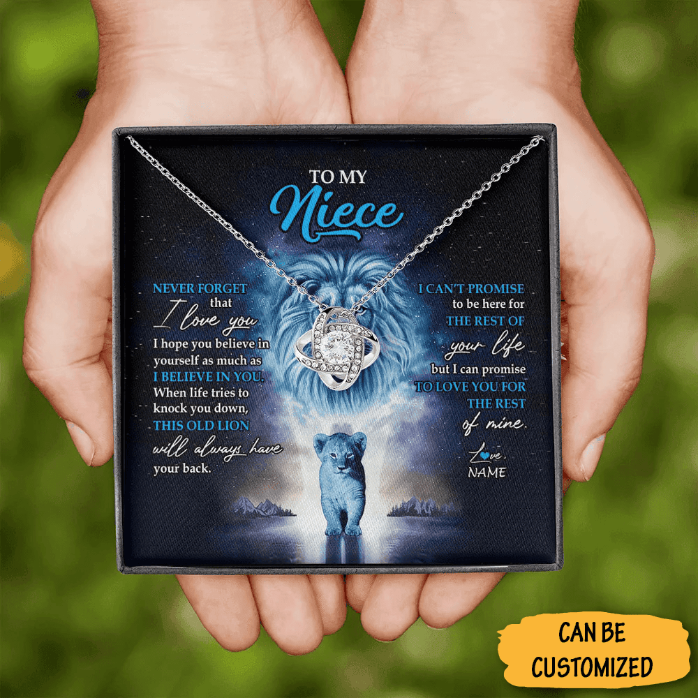 Custom To My Niece Necklace From Uncle This Lion Love Knot Silver Necklace Niece Jewelry Gifts Box