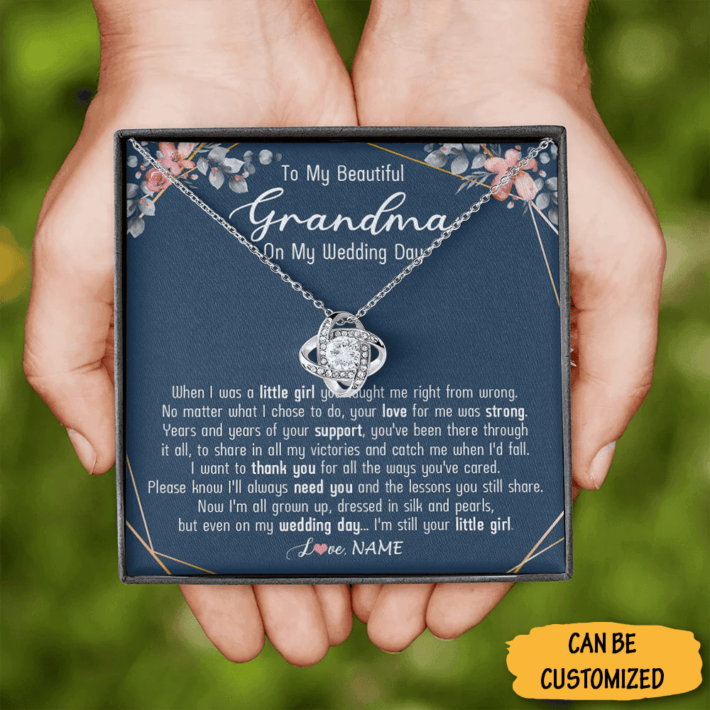Personalized To My Beautiful Grandma On My Wedding Day Necklace Love Knot Necklace Gifts For Grandmother On Wedding