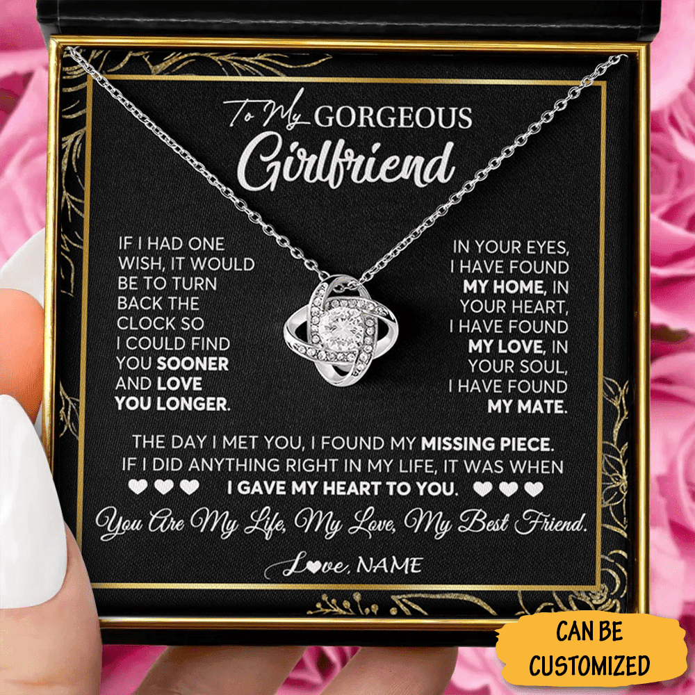 Personalized To My Gorgeous Girlfriend Necklace Silver Love Knot Necklace Christmas Gifts For Her 2024