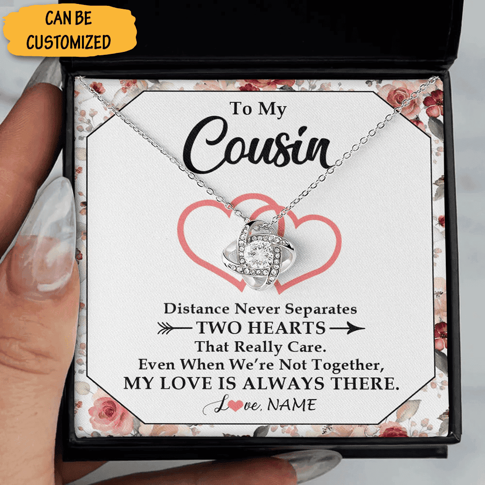Personalized To My Cousin Necklace Silver Love Knot Necklace Jewelry Box Happy Birthday Cousin Gift
