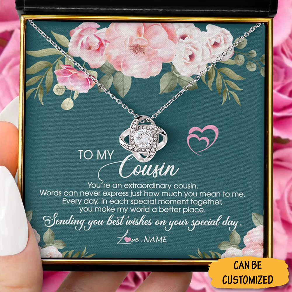 Personalized To My Cousin Necklace Sterling Silver Love Knot Necklace Birthday Gift Ideas For Cousin Sister