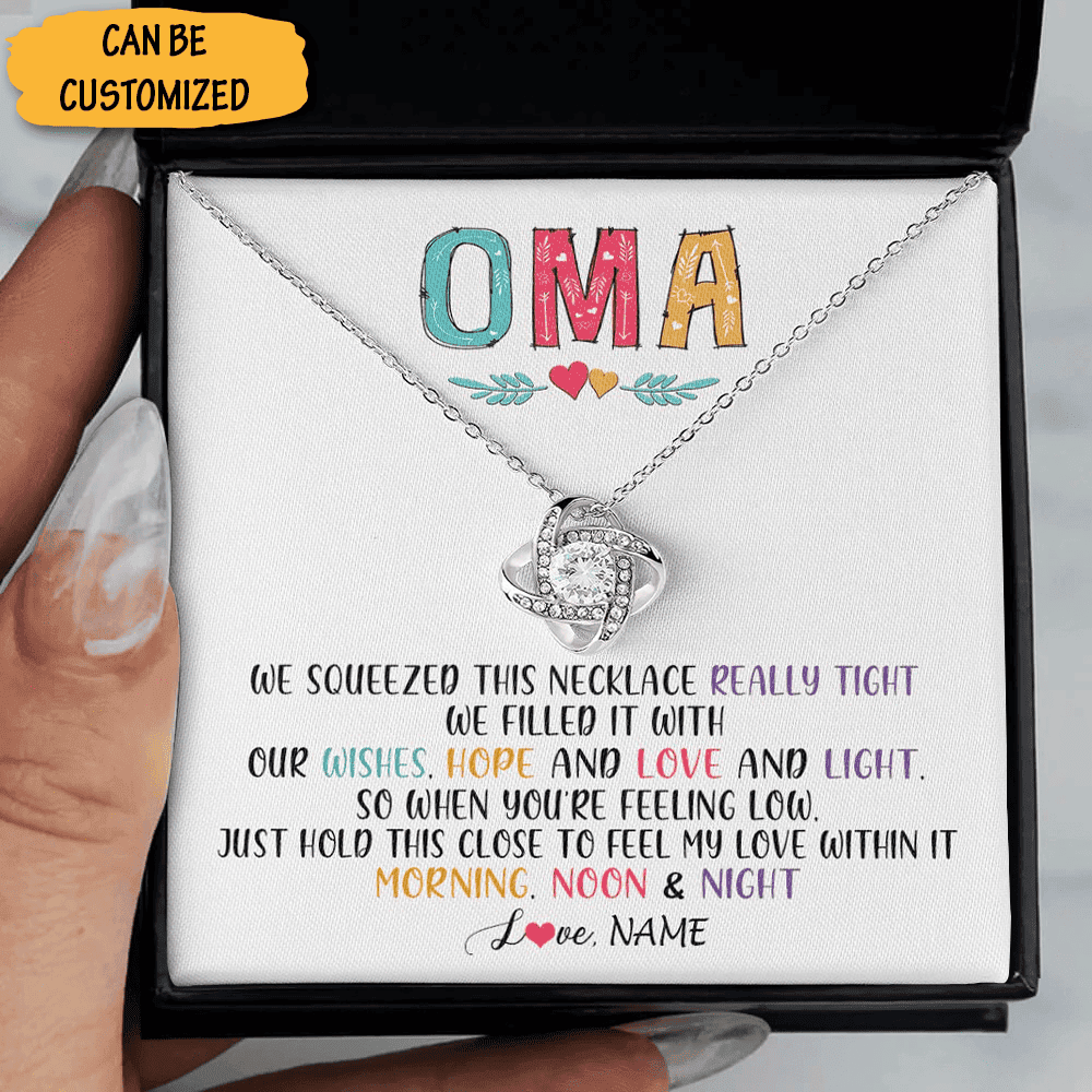 Personalized To My Oma Necklace Love Knot Silver Necklace Box German Grandma Best Oma Christmas Gifts