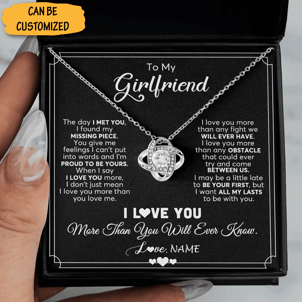 Personalized To My Girlfriend Necklace Love Knot Silver Necklace Birthday Surprise Ideas For Girlfriend