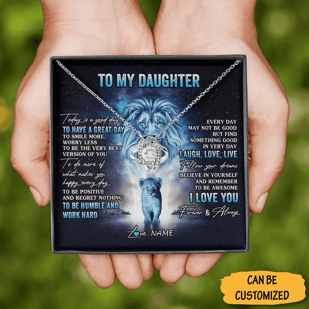 Custom To My Daughter I Love You Necklace Lion Love Knot Necklace Christmas Gift Ideas For Older Daughters