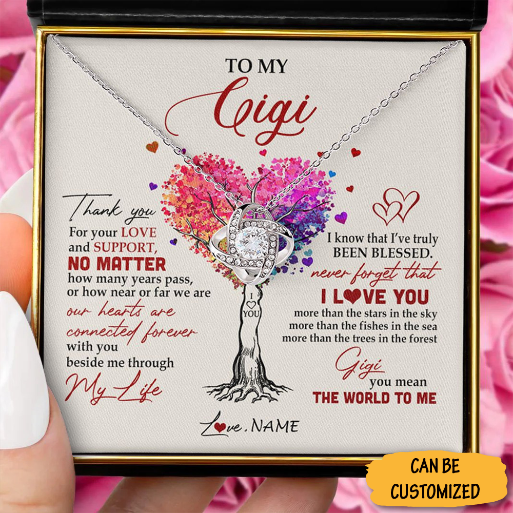 Personalized To My Gigi Necklace Love Knot Silver Necklace Gigi Gifts For Grandma Christmas Ideas